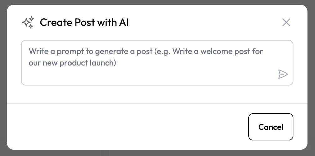 Create Post with AI prompt window in GoBrandIt
